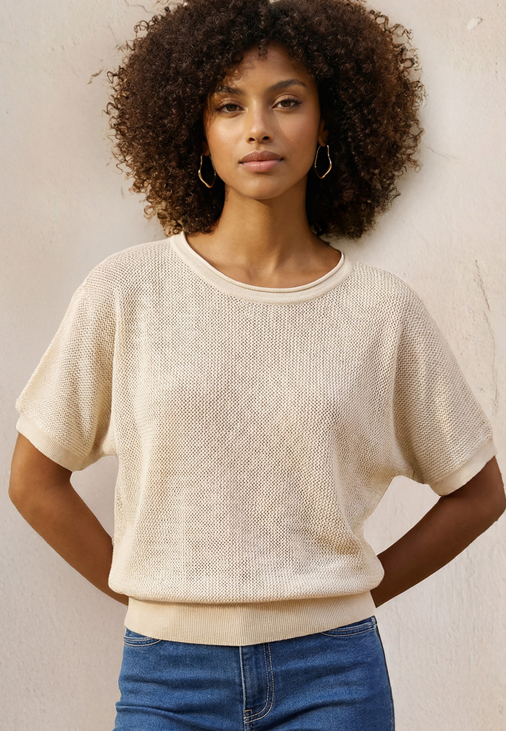 PULL MANCHE COURTE - LIESSE - COQUILLE